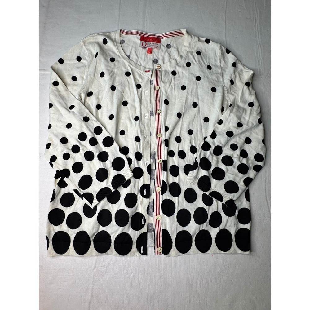 Talbots Oprah Magazine Collection Polka Dot Cardigan XL White Black Dot Sweater